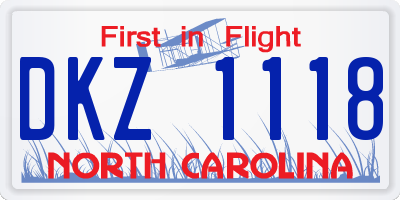 NC license plate DKZ1118