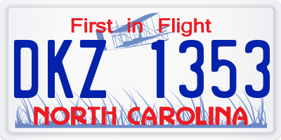 NC license plate DKZ1353
