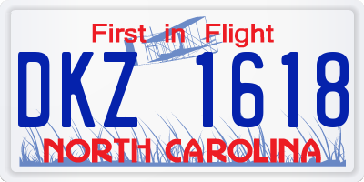 NC license plate DKZ1618