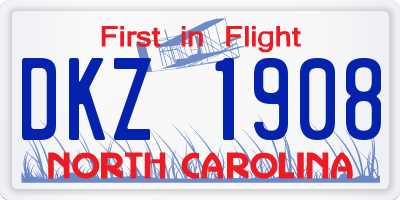 NC license plate DKZ1908