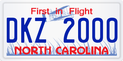 NC license plate DKZ2000