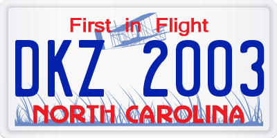 NC license plate DKZ2003