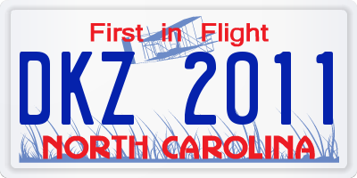 NC license plate DKZ2011