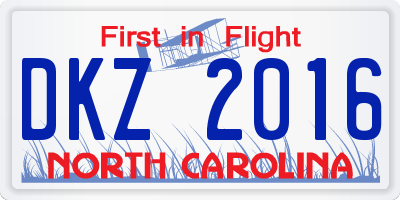 NC license plate DKZ2016