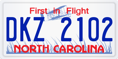 NC license plate DKZ2102