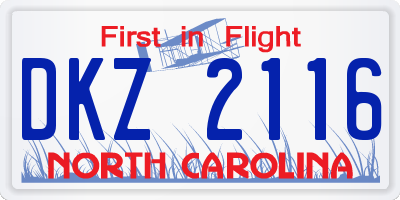 NC license plate DKZ2116
