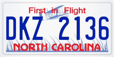 NC license plate DKZ2136