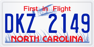 NC license plate DKZ2149
