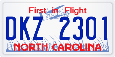 NC license plate DKZ2301