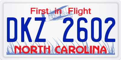 NC license plate DKZ2602