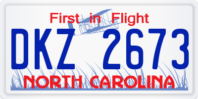 NC license plate DKZ2673