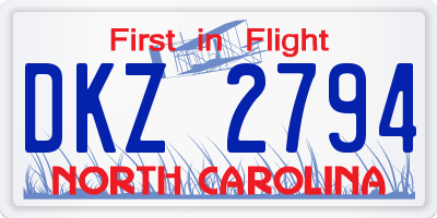 NC license plate DKZ2794