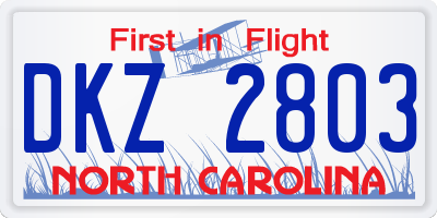 NC license plate DKZ2803