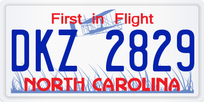 NC license plate DKZ2829