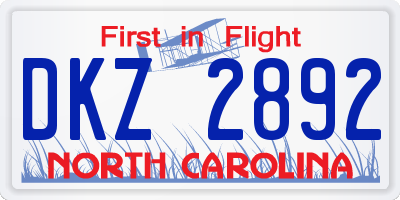 NC license plate DKZ2892