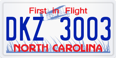 NC license plate DKZ3003