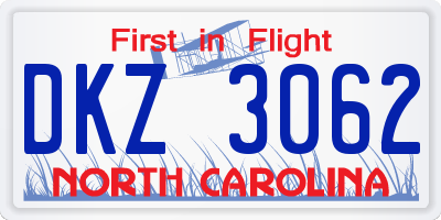 NC license plate DKZ3062