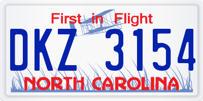 NC license plate DKZ3154