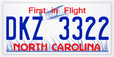 NC license plate DKZ3322