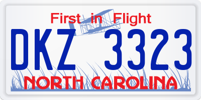NC license plate DKZ3323