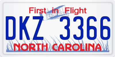 NC license plate DKZ3366