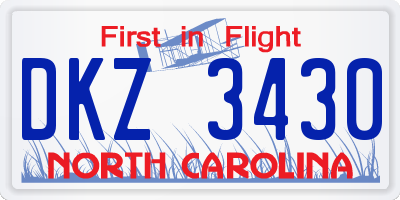 NC license plate DKZ3430