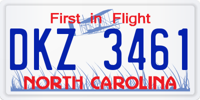 NC license plate DKZ3461