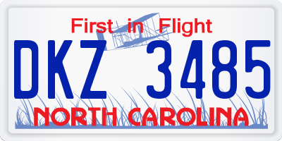 NC license plate DKZ3485