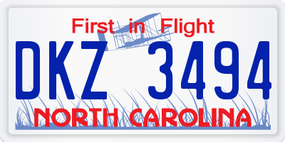 NC license plate DKZ3494