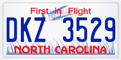 NC license plate DKZ3529