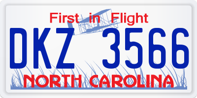 NC license plate DKZ3566