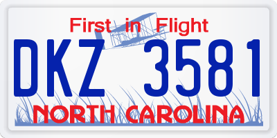 NC license plate DKZ3581