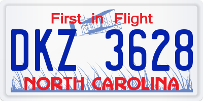 NC license plate DKZ3628