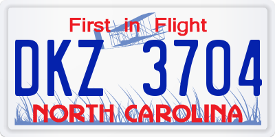 NC license plate DKZ3704