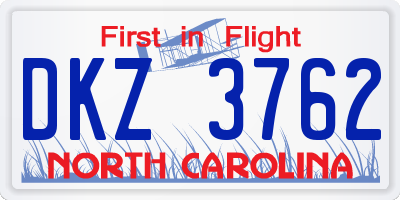 NC license plate DKZ3762