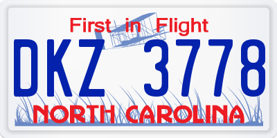 NC license plate DKZ3778