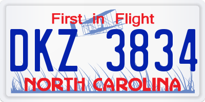 NC license plate DKZ3834