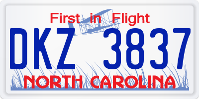 NC license plate DKZ3837