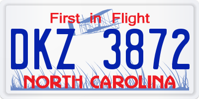 NC license plate DKZ3872