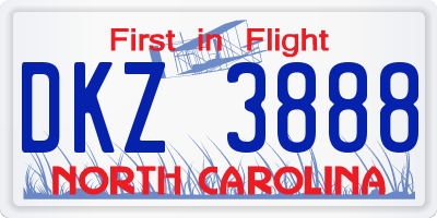 NC license plate DKZ3888