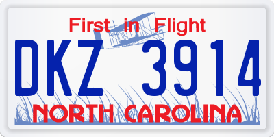 NC license plate DKZ3914