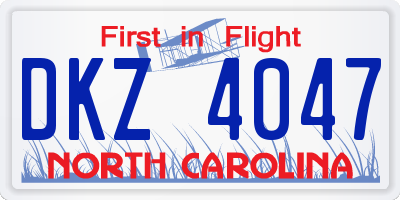 NC license plate DKZ4047