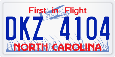 NC license plate DKZ4104