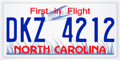 NC license plate DKZ4212