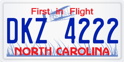NC license plate DKZ4222