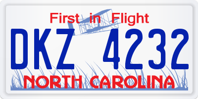 NC license plate DKZ4232