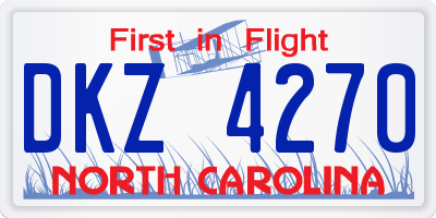 NC license plate DKZ4270