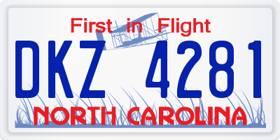 NC license plate DKZ4281