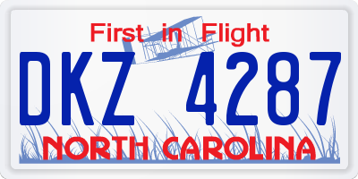 NC license plate DKZ4287