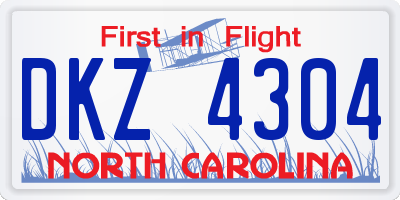 NC license plate DKZ4304
